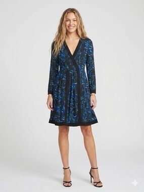 Proenza Schouler Black and Blue Floral Midi Dress
